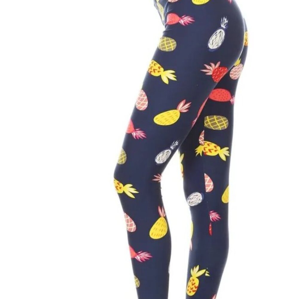 Buttery Soft Colorful Pineapple Plus Size Leggings